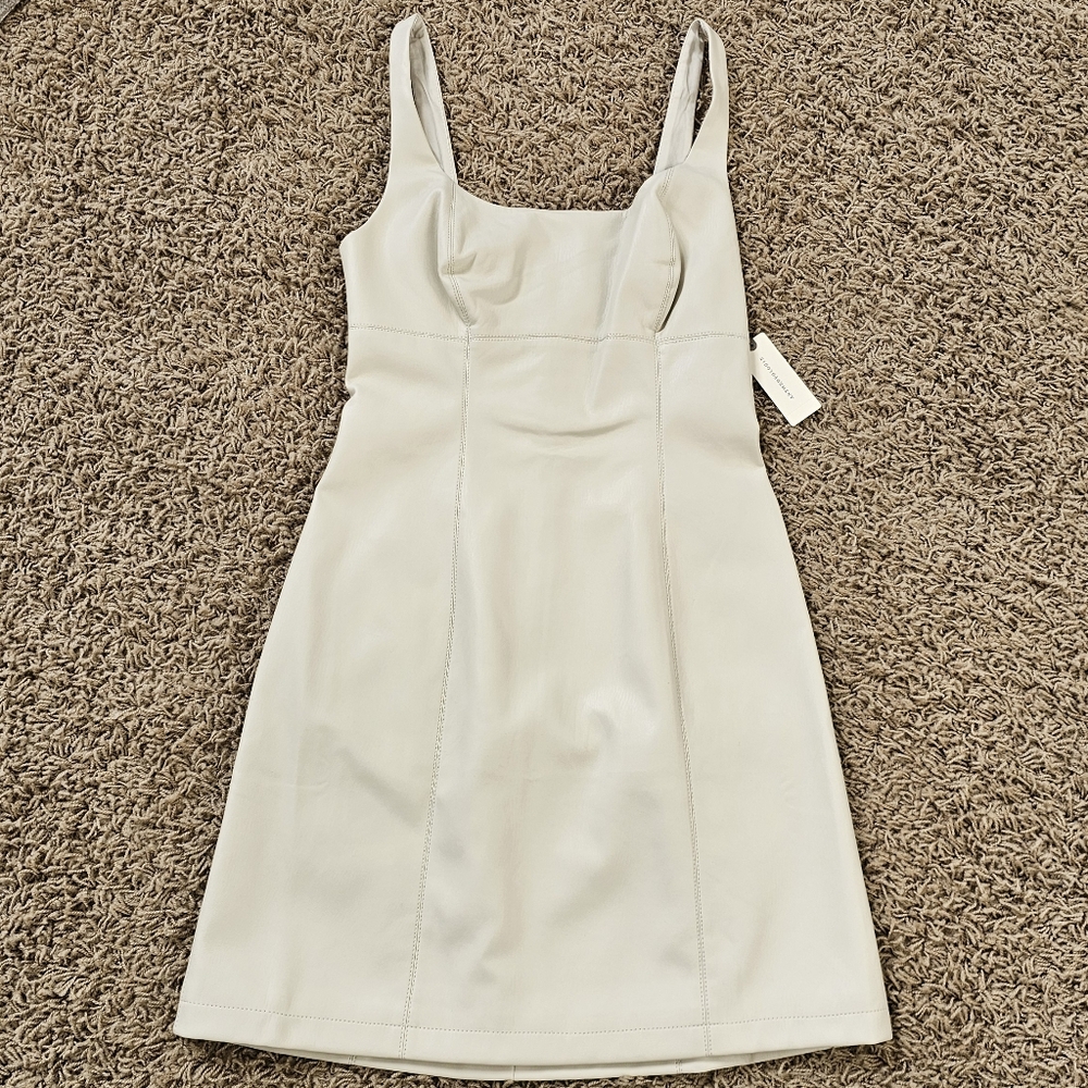 NWT Maeve By Anthropologie Dress Faux Leather Square Neck 2/XS Mini Pleather - Picture 4 of 8